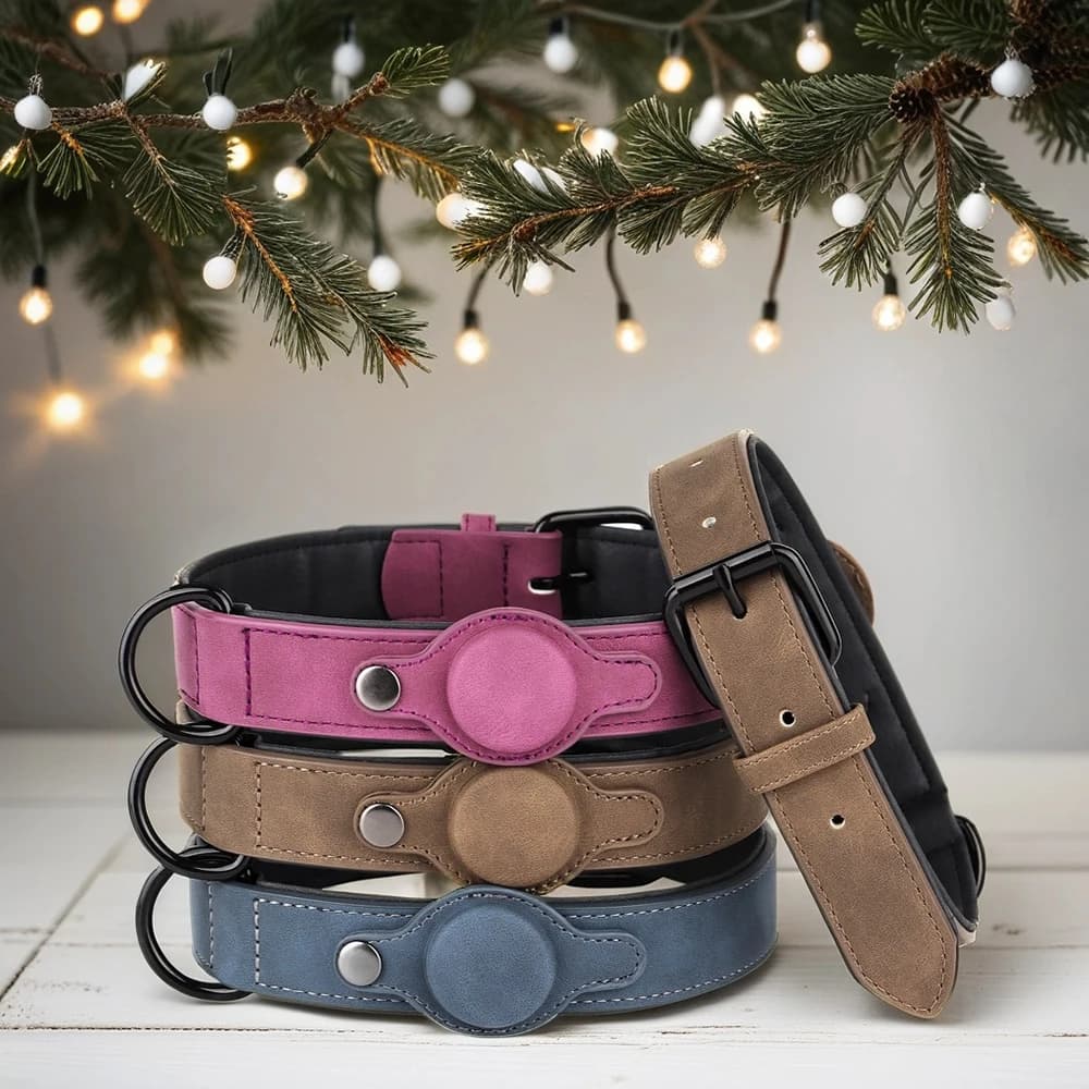 GPS Tracker Dog Collar PU Leather Dog Collars Anti-lost Pet Pug Chihuahua Necklace Adjustable for Small Medium Large Dogs