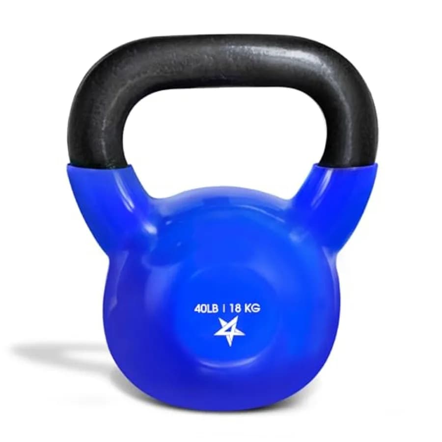 Kettlebell per Palestra Domestica 5-100 LB in Ghisa Rivestita in Vinile per Allenamento Completo del Corpo, Flessioni, Forza di Presa, Nero/Grigio con Finitura Liscia