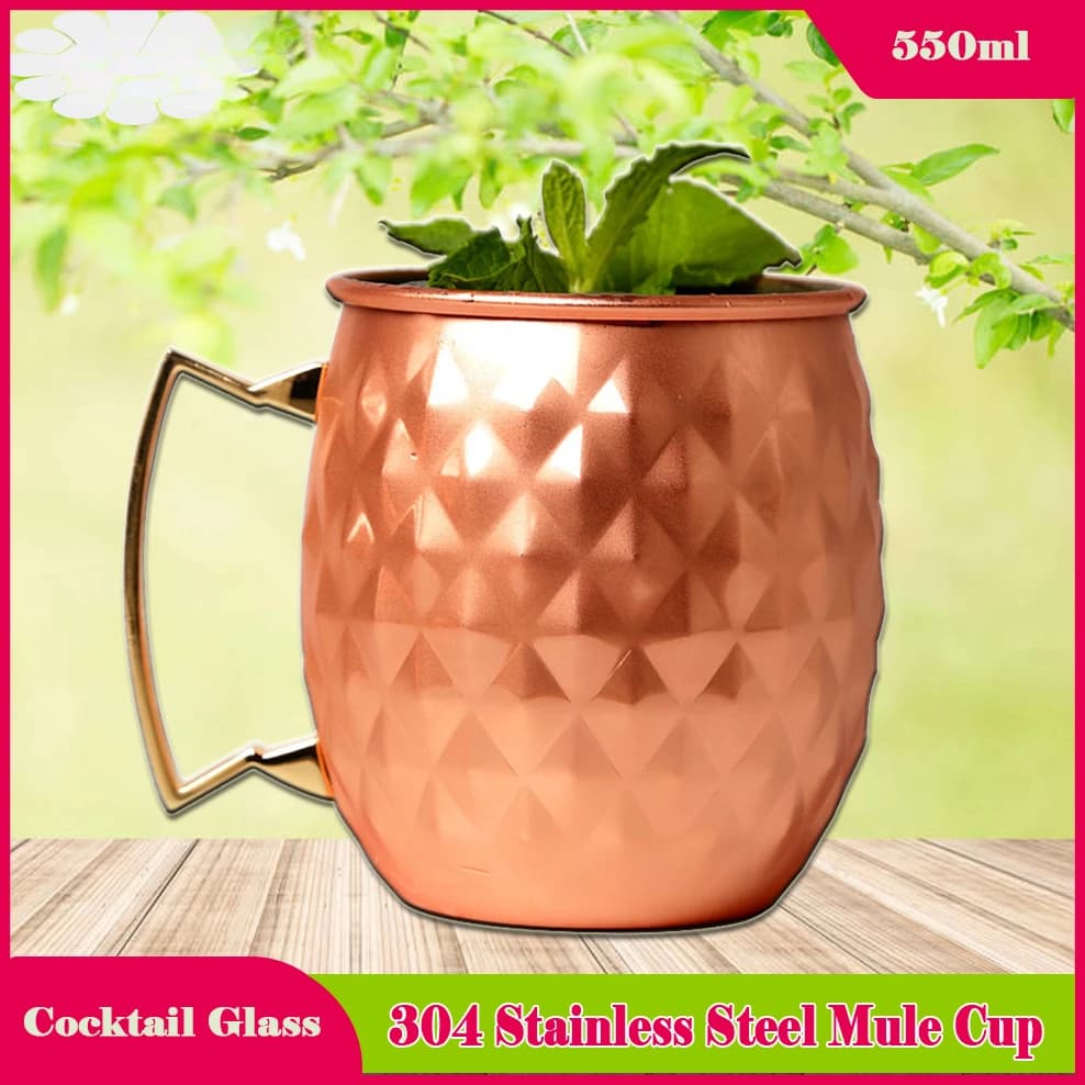 2 pz 550ML 304 bicchiere da Cocktail in acciaio inox Moscow Mule Cup Particle Hammer Point Cup per bere boccale di birra in metallo