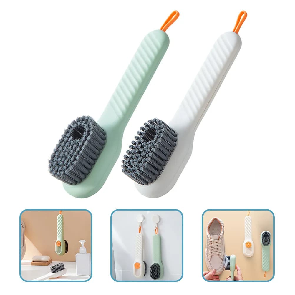 Set di 2 Spazzole per Pulizia Scarpe con Dispenser Automatico di Sapone, Cinturino per Appendere, Leggere e Portatili, Spazzole Resistenti e Pratiche per Sneaker