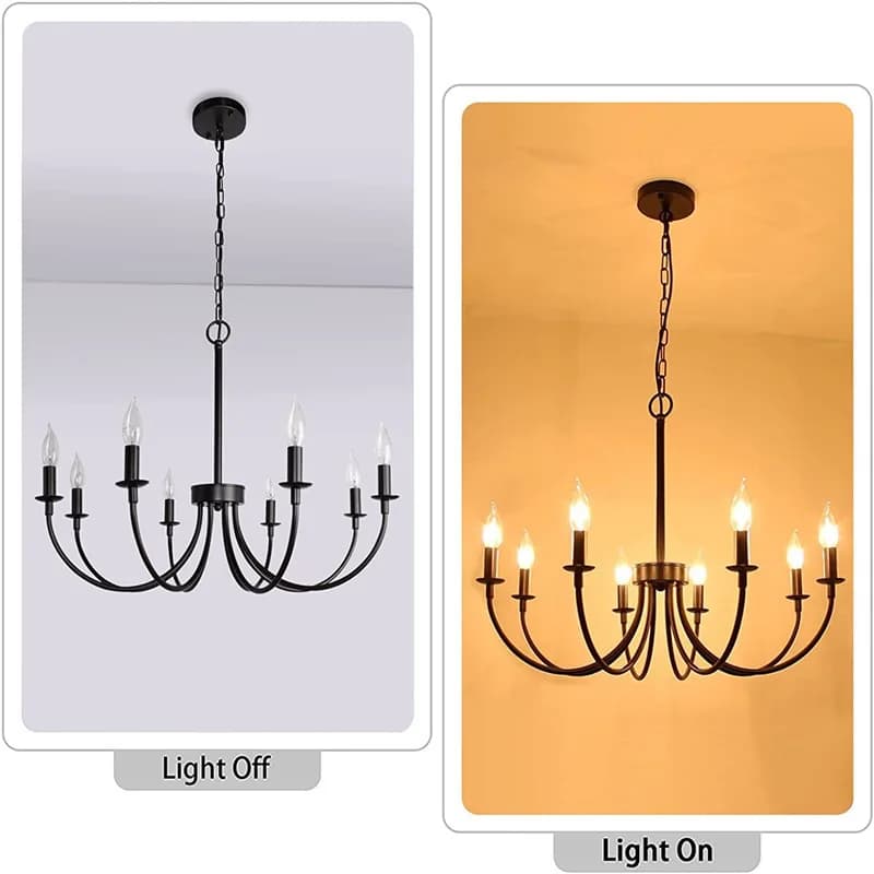 American Candle Restaurant Chandelier Retro Industrial Style Bar Country Light Wrought Iron Elbow Multi-head Farmhouse Lamp