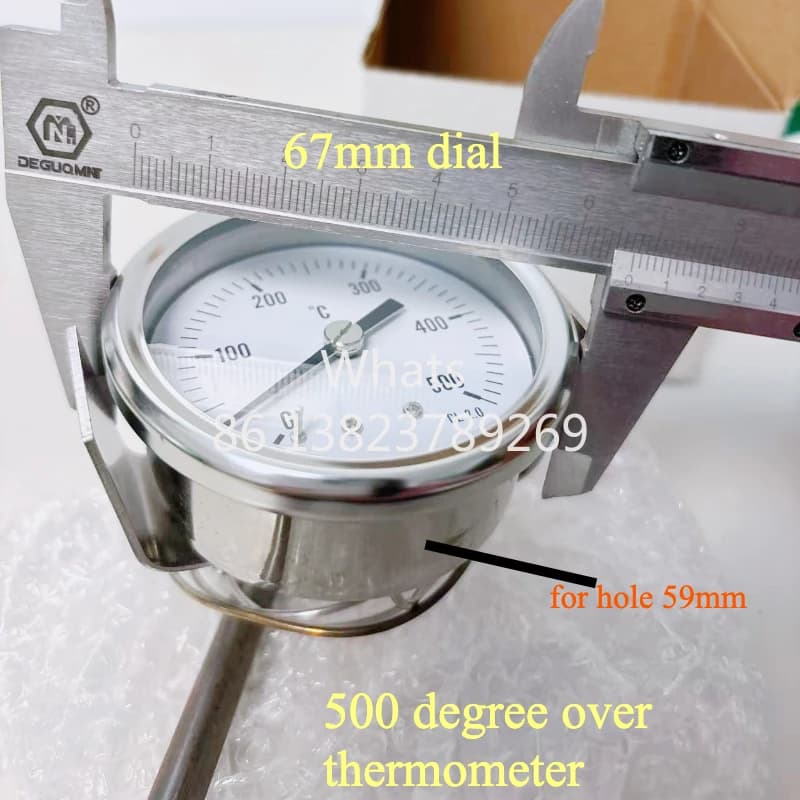 Termometro in acciaio inossidabile per alte temperature (500 gradi), facile da leggere, con sonda capillare resistente alla ruggine.