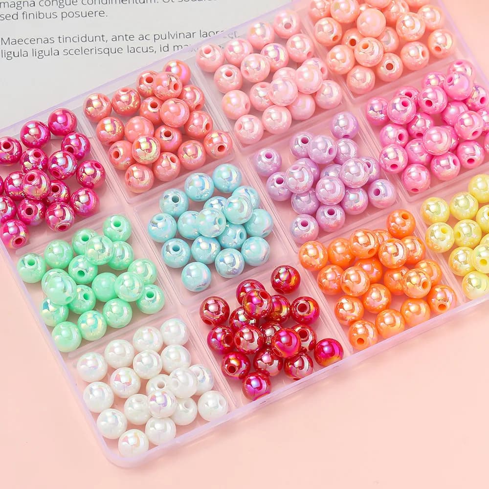 50/100 pz 6/8/10mm AB Colore Perline Acriliche Rotonde Branelli Allentati Del Distanziatore per la Produzione di Gioielli FAI DA TE Fatti A Mano collana braccialetto accessori
