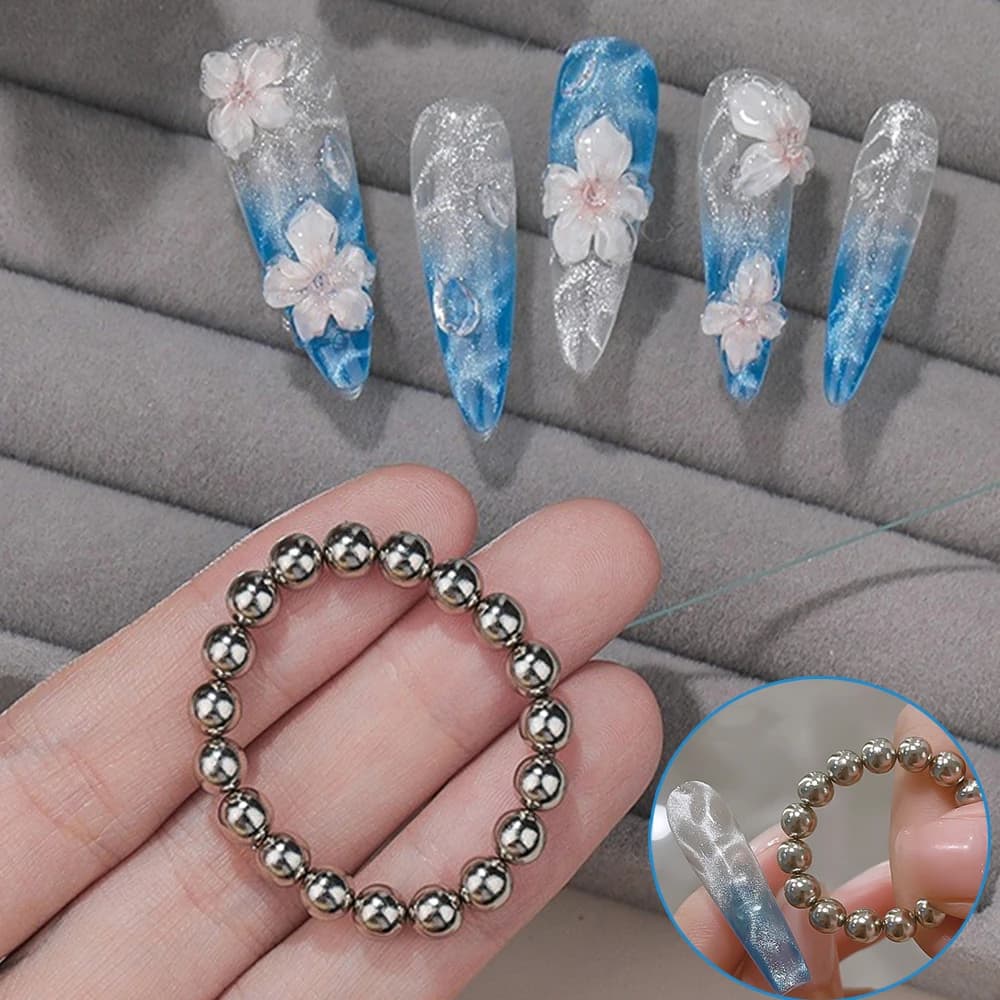 20 pezzi perline magnetiche per unghie rotonde nail art effetto ondulazione dell'acqua occhi di gatto perline magnetiche 5mm perline rotonde in acciaio smalto gel sfera magnetica
