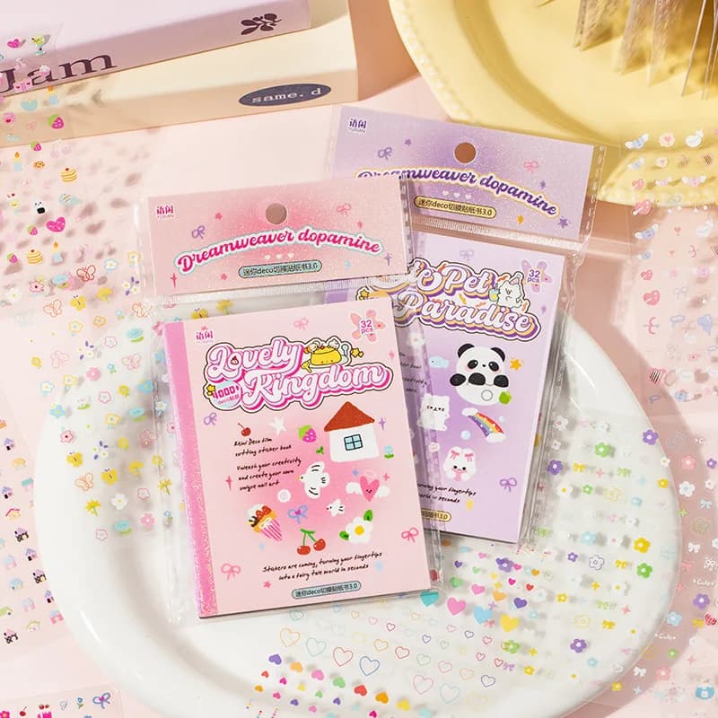 32 pz/busta Adesivi Mini Decorativi Kawaii Dreamy Dopamine per Quaderni, Agende, Telefoni, Decorazioni Carine per Unghie