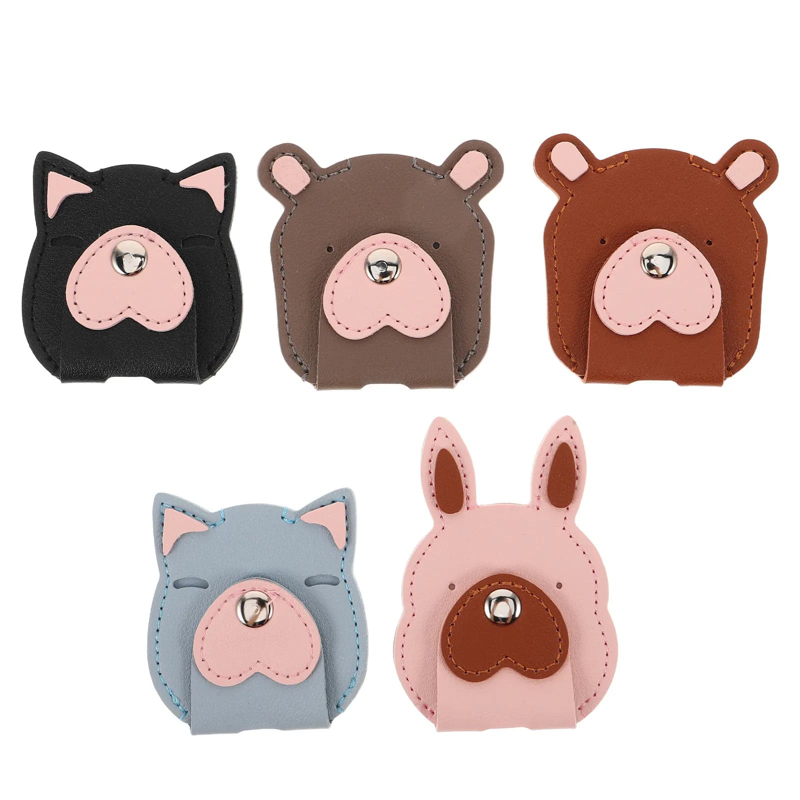 Organizzatore per Cavi Auricolari da 5 Pezzi, Avvolgicavo Portatile da Viaggio in PU, Avvolgicavo USB con Design Animale Carino, Supporto per Cavo di Ricarica da Scrivania