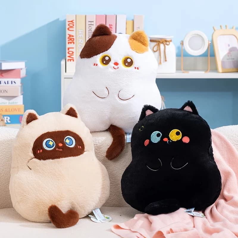 1pc Cartoon Fat Cat Pillow Kawaii Siamese Cat Plush Doll Soft Stuffed Animal Cushion Baby Sleeping Comfort Toy for Kids Gifts