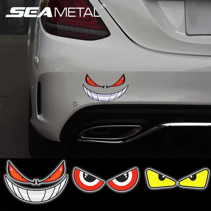SEAMETAL Adesivi per auto moto impermeabili Occhi riflettenti Casco Carenatura Decorazione lunotto posteriore Decalcomanie per parte moto auto