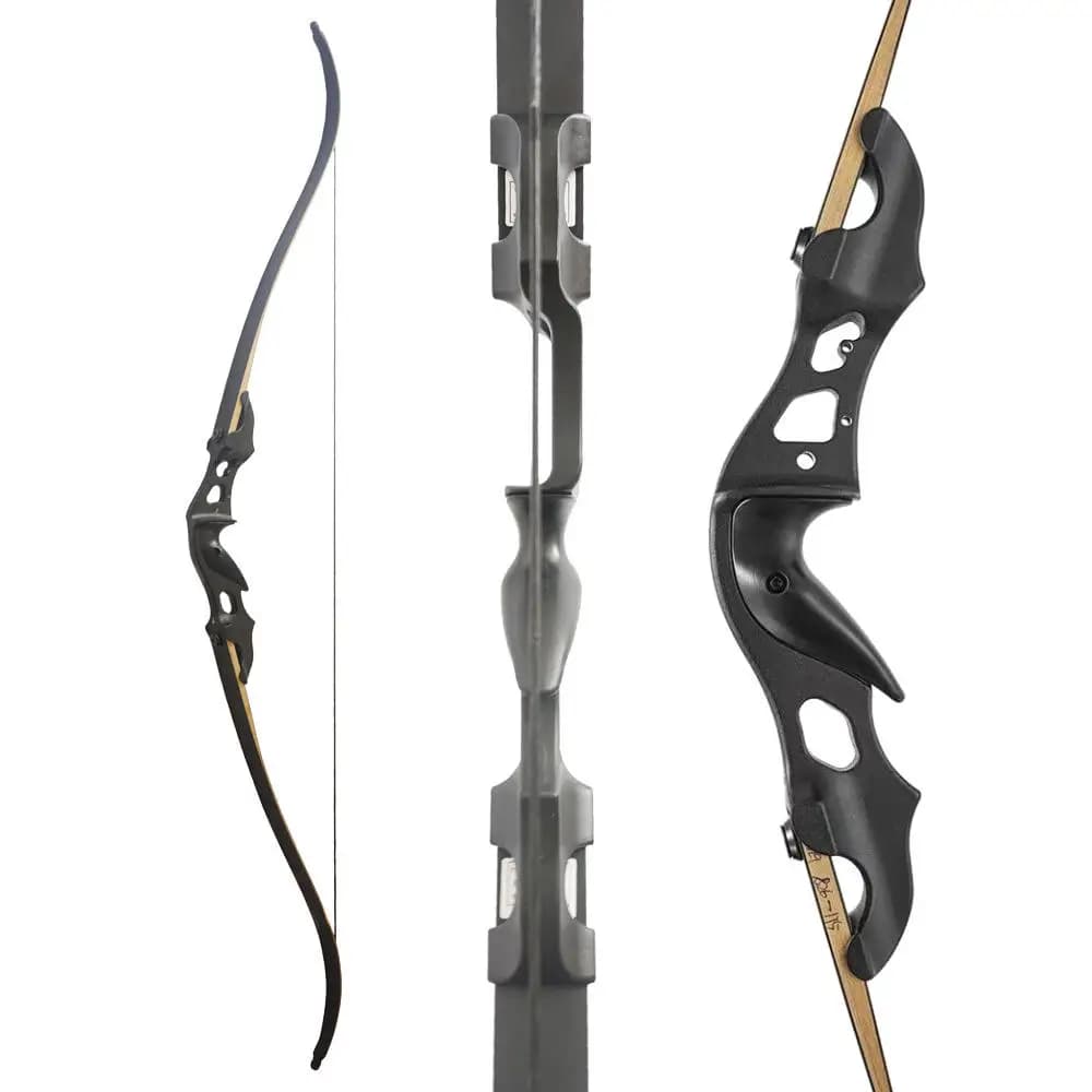 25-55lbs Nero Hunter Riser in alluminio 60 pollici Arco ricurvo per adulti Set per tiro con l'arco a mano Caccia Attrezzatura per tiro al bersaglio
