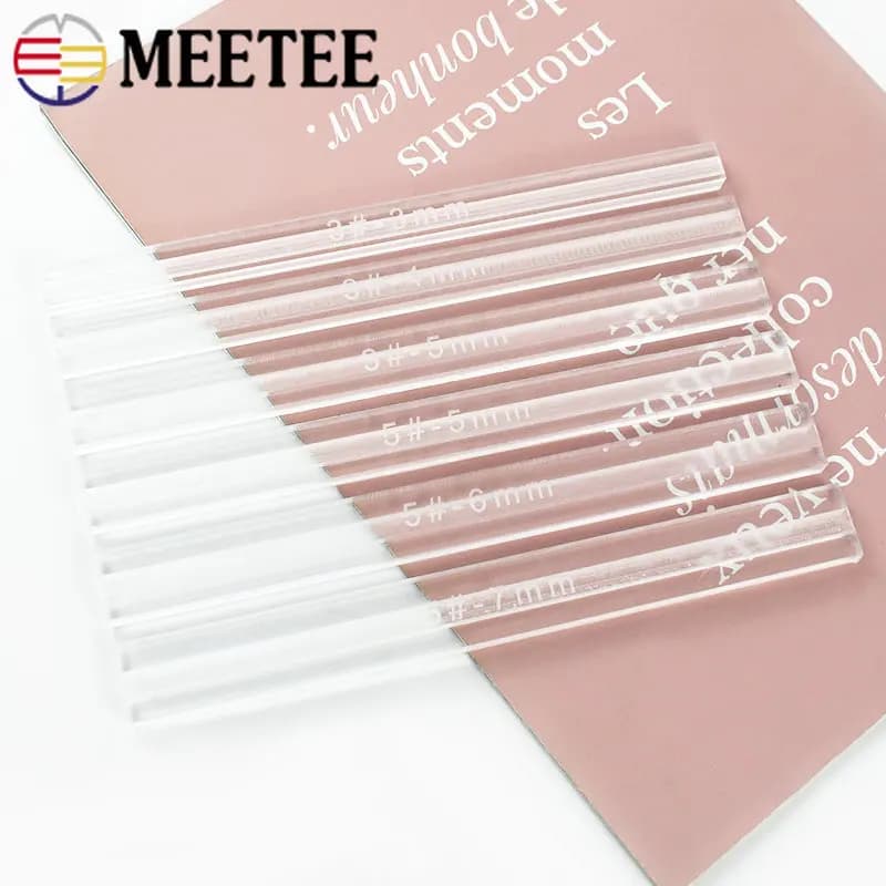 Meetee Strumenti in pelle fatti a mano fai-da-te per 3 # 5 # Incollaggio con cerniera Righello anti-traboccamento Cerniere acriliche Strumento per colla Accessori per cucire