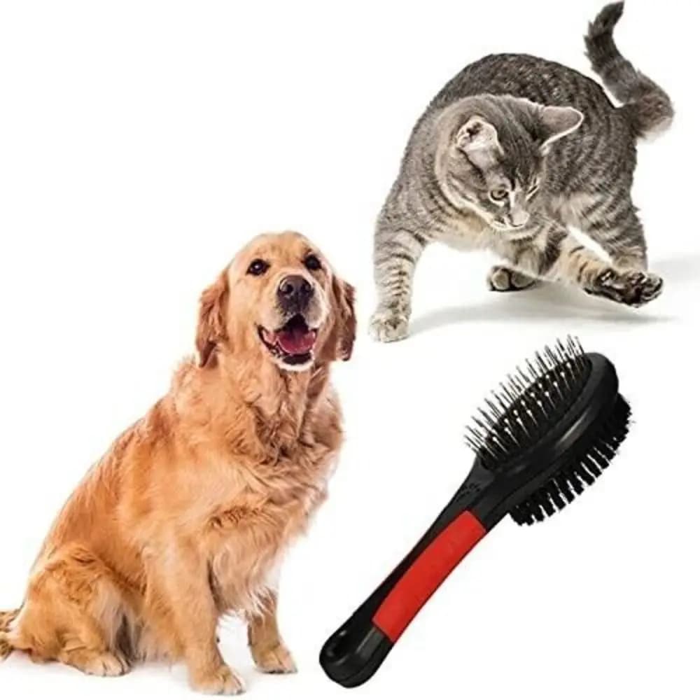 Pettine per toelettatura per animali domestici a doppio lato, spazzola per pulizia da bagno, pettine per cani e gatti, per capelli lunghi e corti