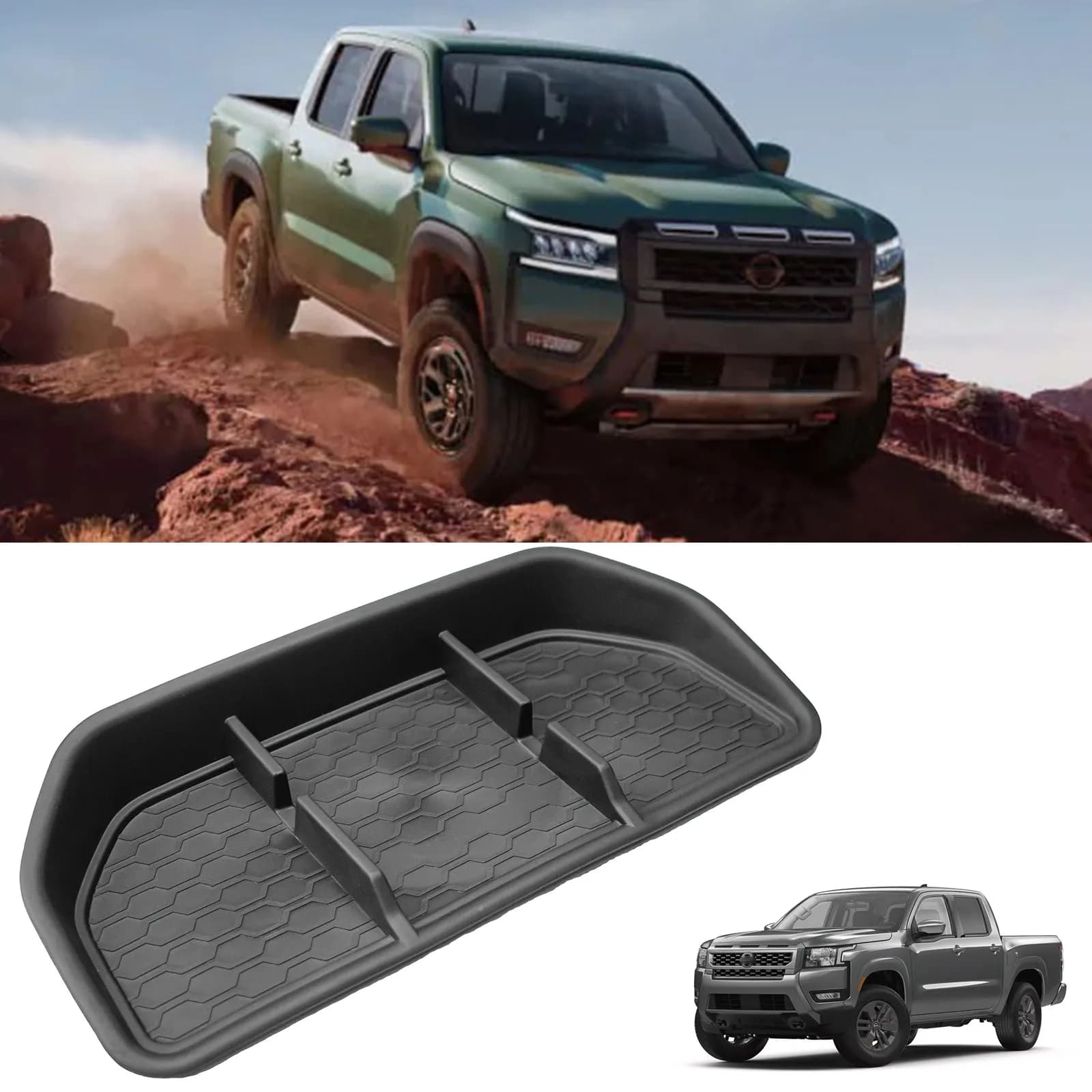 Per il 2025 Nissan Frontier Console centrale Cruscotto Organizer Dietro lo schermo Cruscotto Vassoio Scatola di immagazzinaggio Accessori interni per auto