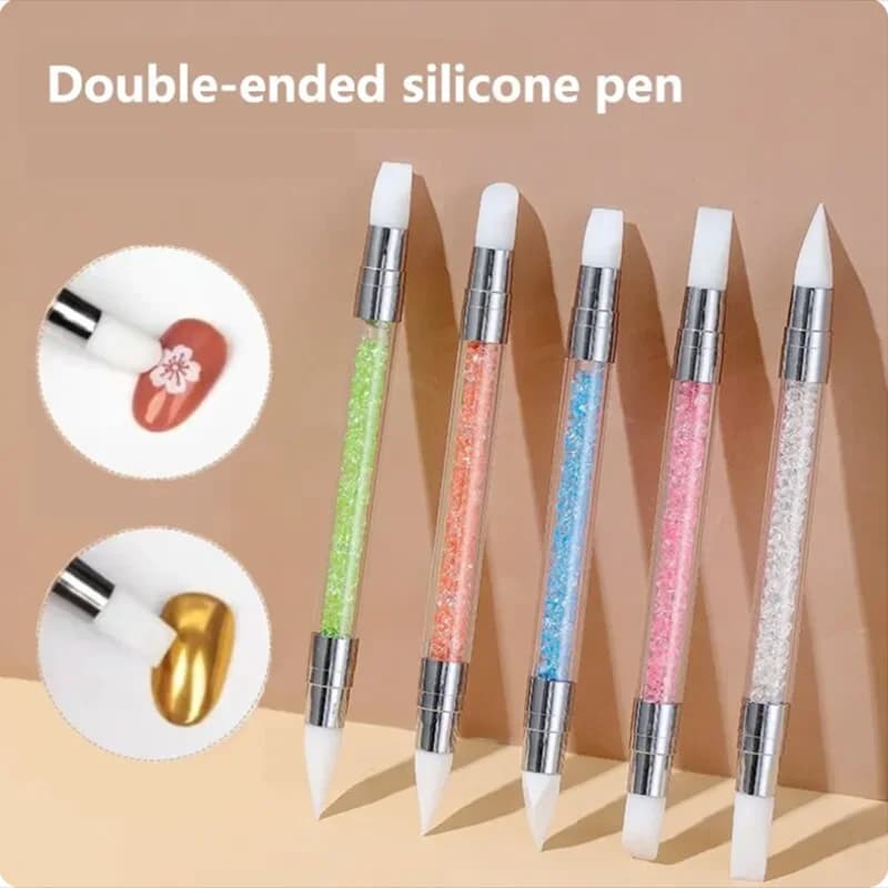 5/15pcs Penna per nail art Doppia testa Fiore in silicone Penna per scolpire Colla regolabile Stick Penna per goffratura Pennello per nail art Strumento per la casa