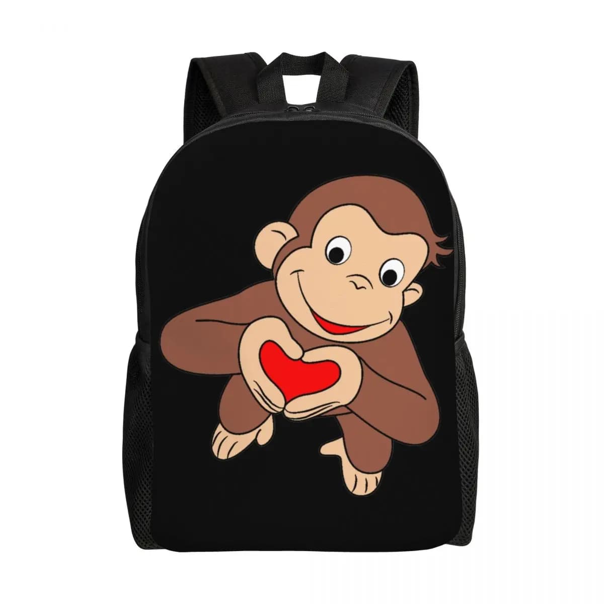 Zaini Curious George Is All Heart per donna, uomo, scuola, studenti universitari, bookbag, adatto per laptop da 16 pollici, borse della serie TV Monkey