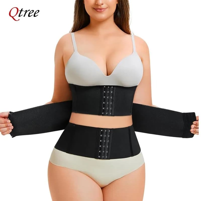 Qtree Waist Trainer Women Tummy Control Shapewear Segmented Body Shaper Workout Corset Girdle Belly Cincher Slim Postpartum Belt