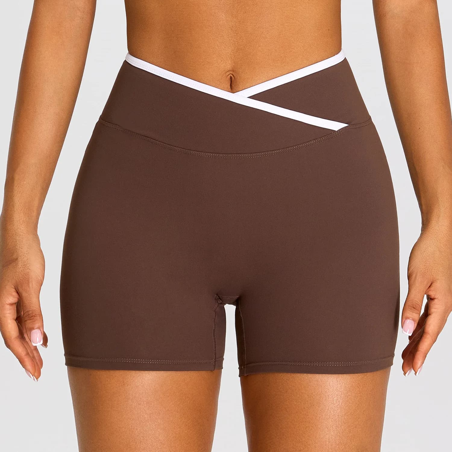 Fitness Shorts Women's Yoga Shorts High Waist V-Cross Butt Lifting Tummy Control Squat Proof Workout Gym Running cycling Shorts