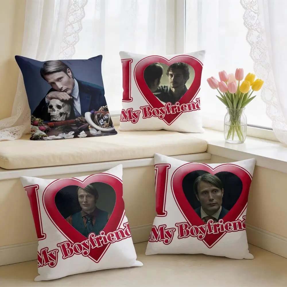 Mikkelsen H-Hannibal Meme Cushion Cover Square Short Plush Pillow Case Living Room Sofa Home Decor Funda 40X40