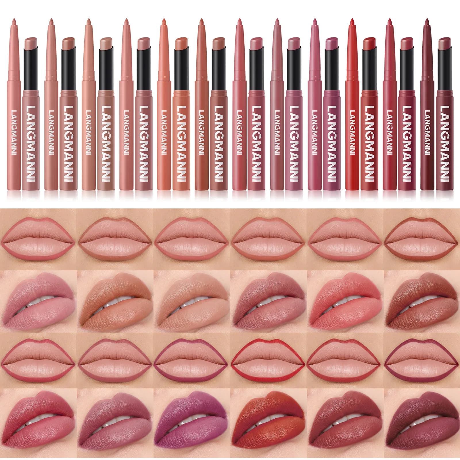 Set 2 Pieces Rossetto Opaco Effetto Nebbia with Punta Obliqua + Matita Labbra Combo Lightweight Opaco and Non-sense Raincoat Anti-stick
