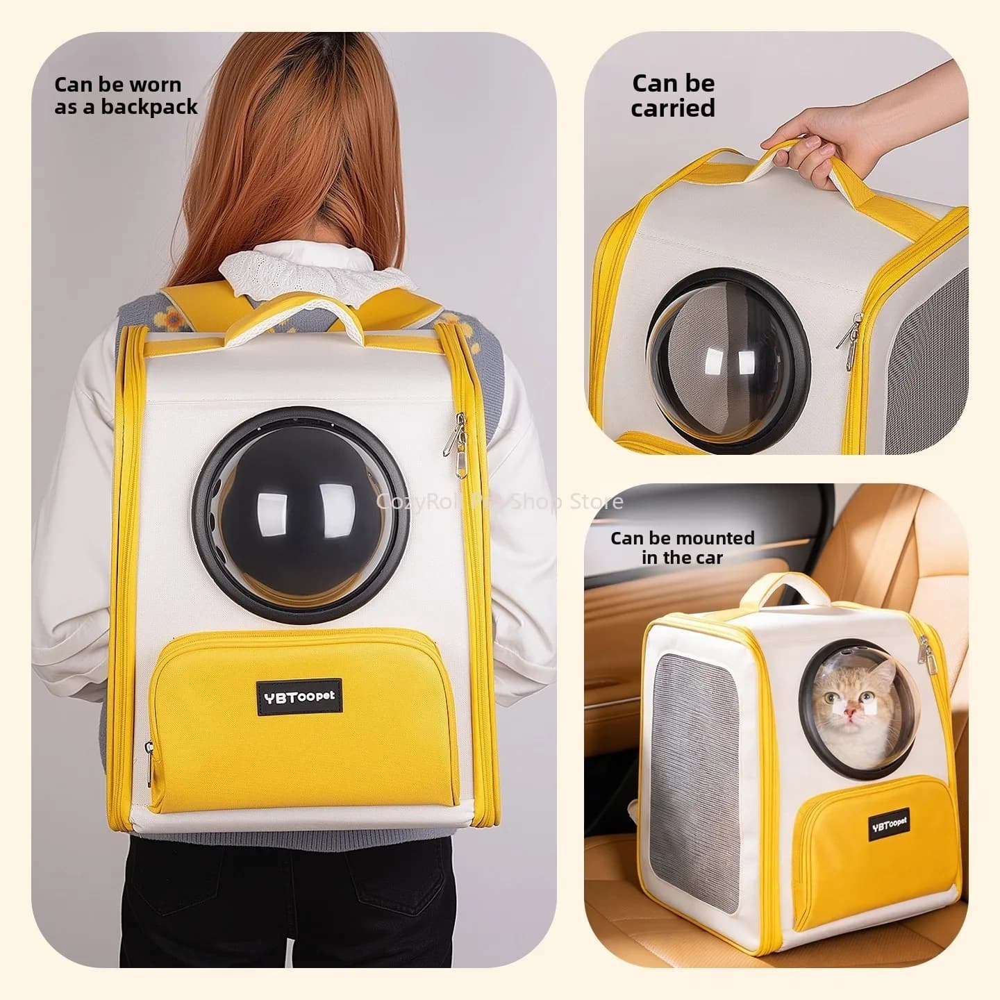 3 in1 Large Pet Carry Bag Shoulder Backpack Foldable and Waterproo Capacity with Zipper Anti-Sway Buckle for 20LBS cat dog pets