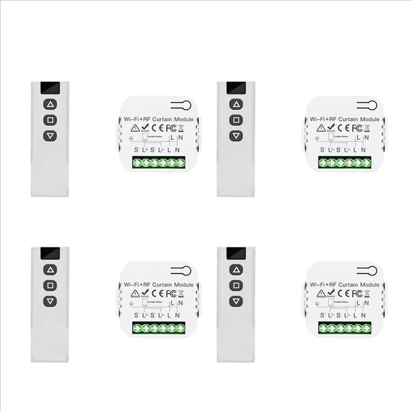 HLZS-4X Tuya Smart Life Wifi 433Mhz Blind Curtain Switch With RF Remote For Electric Roller Shutter Control, 1RC 1RE