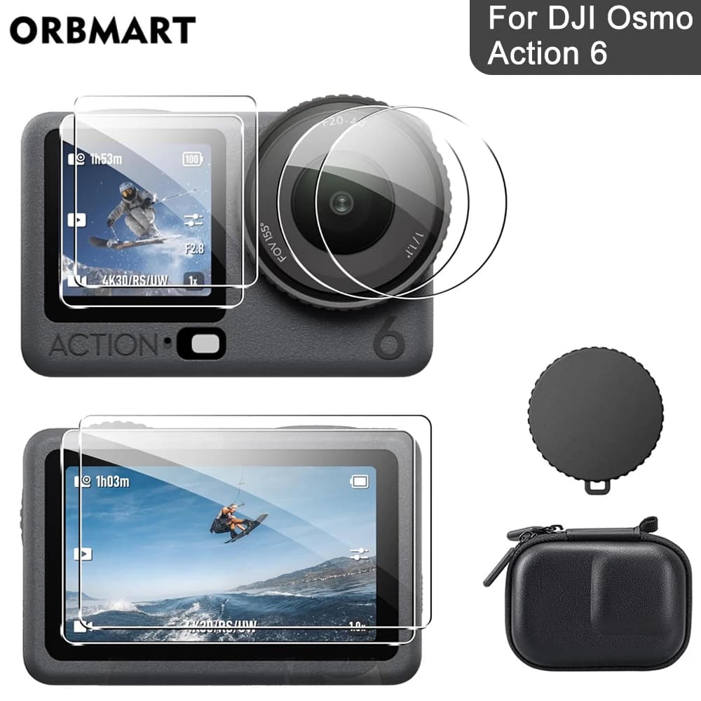 Per DJI Osmo Action 6 Protezione schermo Pellicola in vetro temperato Copriobiettivo Custodia protettiva per DJI Action 6 Accessori