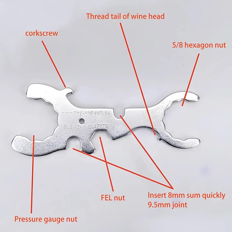 KegLand 7 in 1 chiave per rubinetto/chiave per rimozione tubo Duotight una chiave fissa per smontare il rubinetto della birra