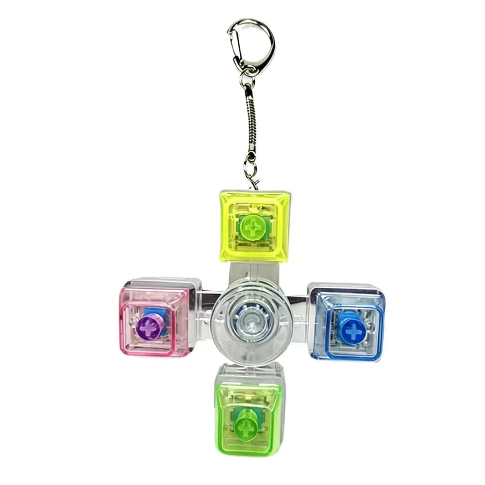 Fidget Spinner Meccanico 2-in-1 Creativo con Interruttore a Scatto, Luce LED, Portachiavi a Tastiera, Giocattolo Antistress e di Decompressione, Regalo