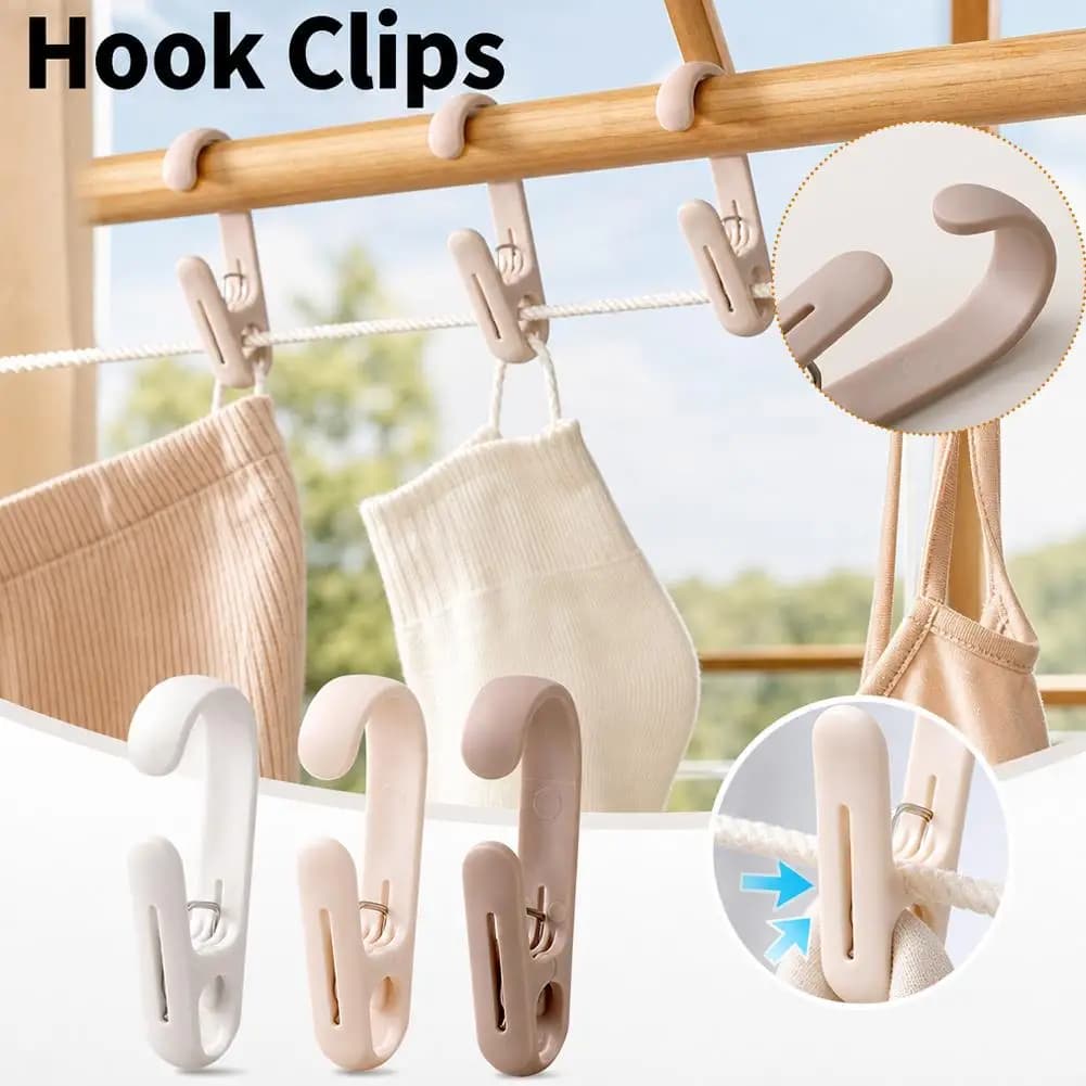 10PCS Multifunctional Hook Clip Kitchen Storage Hook Curtain Clip Household Coat Clips Bathroom Towels Clothes Hanging Clip