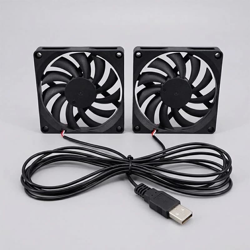 2 in 1 Black 8CM 10mm 8015 5V USB Powered oil Bearing Computer Case Cooling 2pcs 2 WAY Fan 5V 1900RPM
