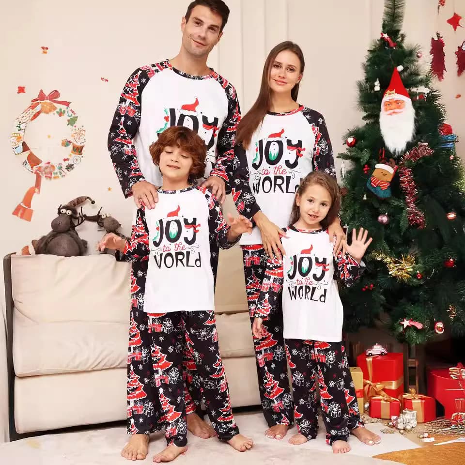 2026 Nuovo set pigiama per la famiglia genitore-figlio NATALE e CAPODANNO - Abbigliamento per la casa in 2 pezzi stampato con lettere, pigiama per la famiglia abbinato