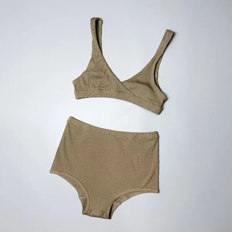 Bikini a Coste da Donna Color Ambra, Sexy, Separato, Senza Imbottitura, per Sport e Fitness