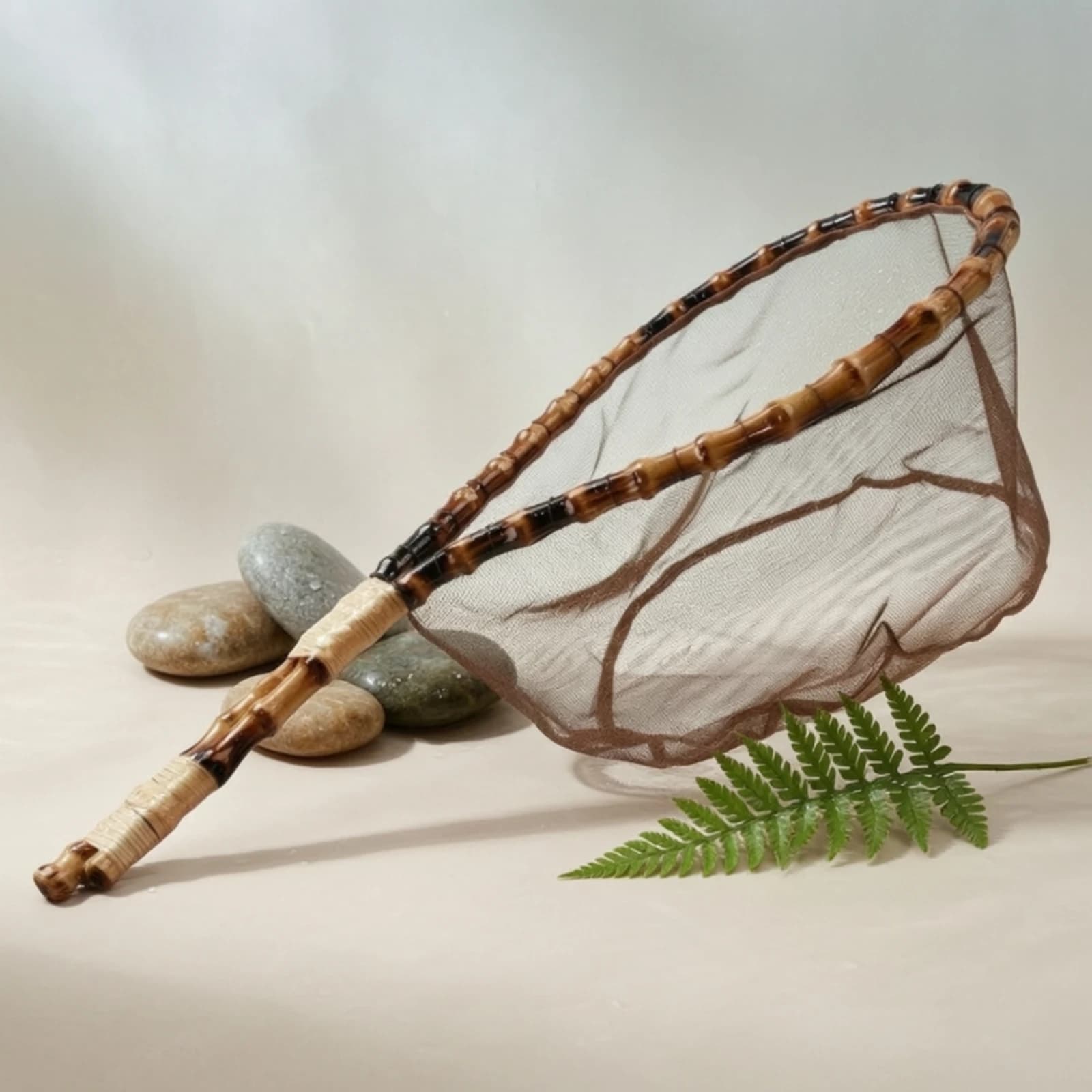 Bamboo Landing Net Deep Bag Handheld Fishing Net Artisanal Portable for Anglers