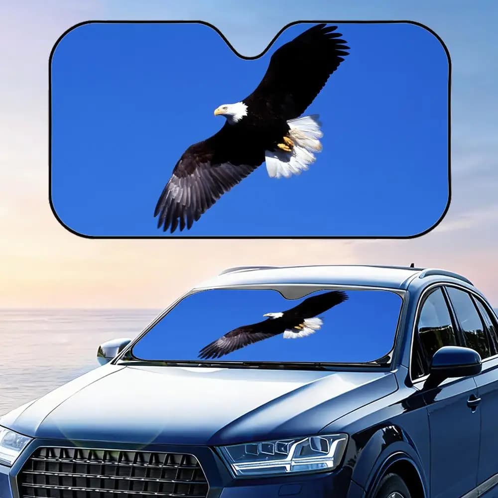 Parasole per Auto a Forma di Aquila Calva, Pieghevole, Protezione UV, Isolamento Termico Riflettente, Copertura Riutilizzabile