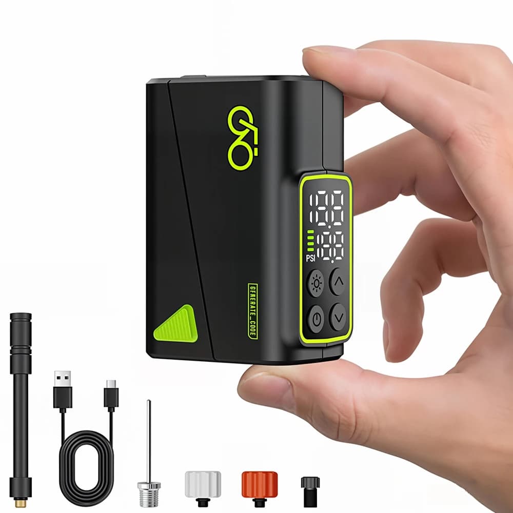 Pompa Elettrica per Pneumatici Bici, Mini Compressore Portatile con Display Digitale 120PSI, Batteria per Attrezzatura Ciclistica