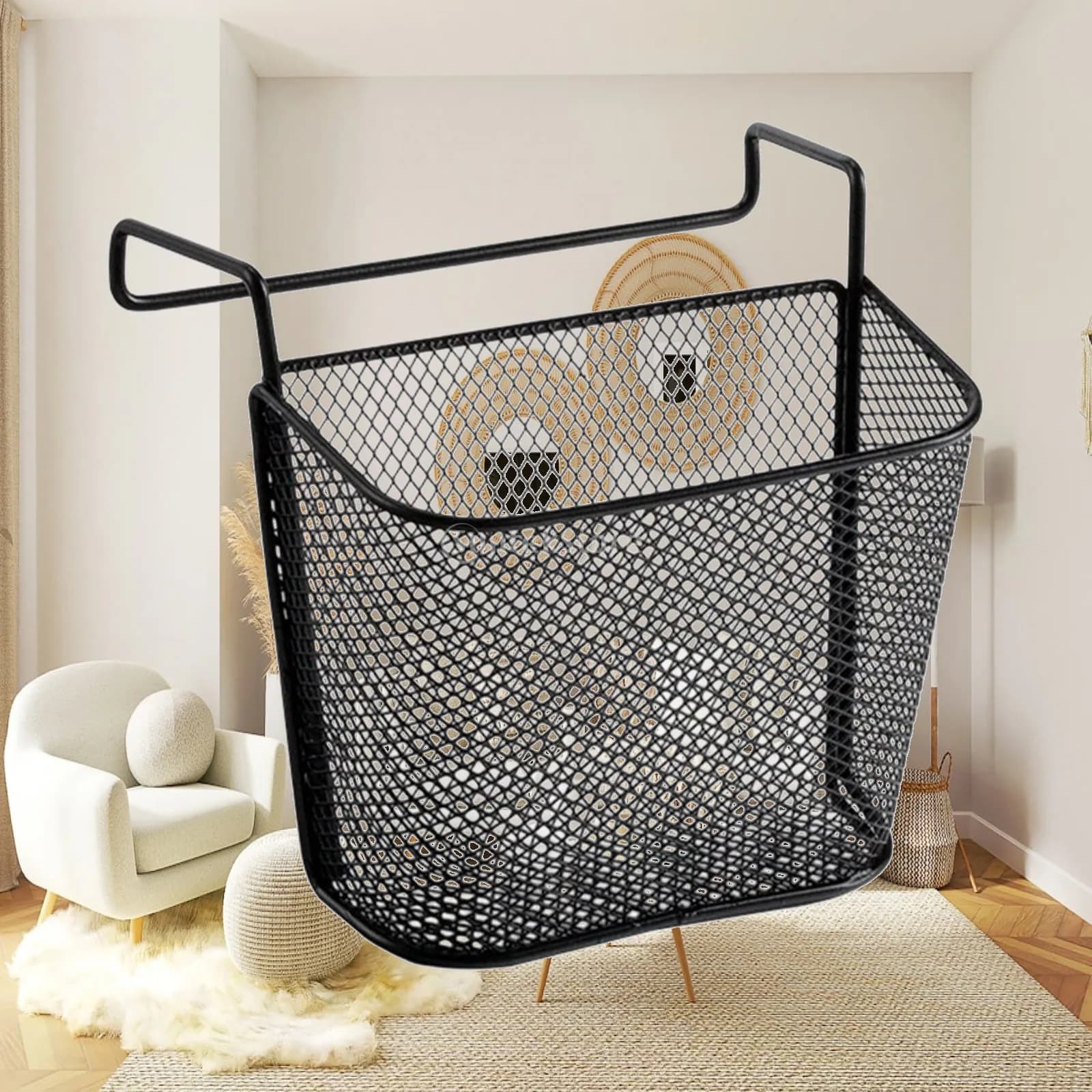 Iron Storage Basket Wall Hanging Storage Box Organizer Rack Metal Mesh Shelf for Office Workspace Supplies