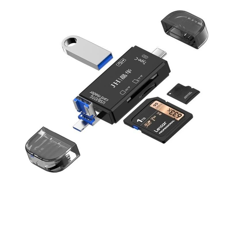 USB2.0 Card Reader Type-C OTG Multi-Function 6 in 1 SD TF Memory Card Reader for Android Phone PC Laptop