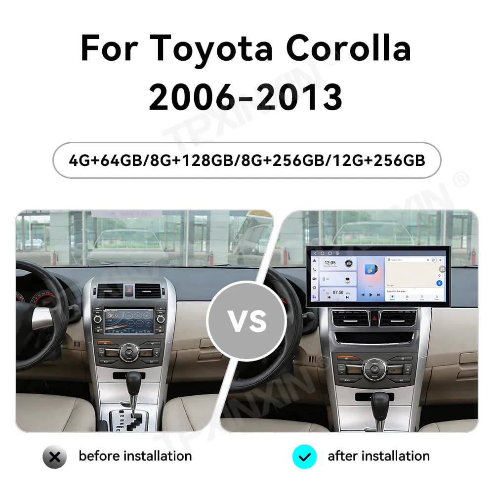15.8" Qualcomm Android For Toyota Corolla 2006~2013 Car Radio Stereo Automotive Multimedia Player GPS Navigation Head Unit