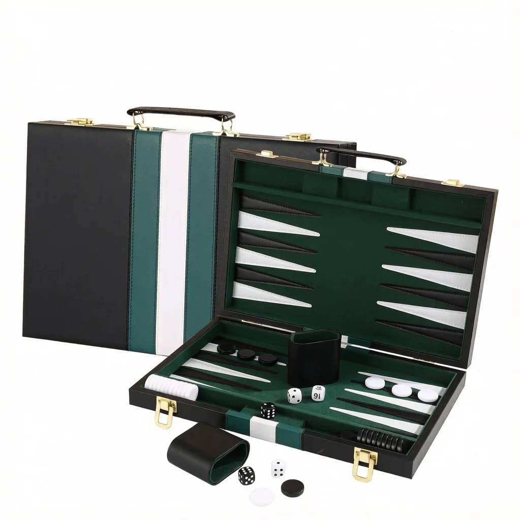 11inch Master Design Travel Chess And Backgammon Set Acrylic Pieces Leather Case Mini Portable Gaming Board For Adults 25X19X6cm