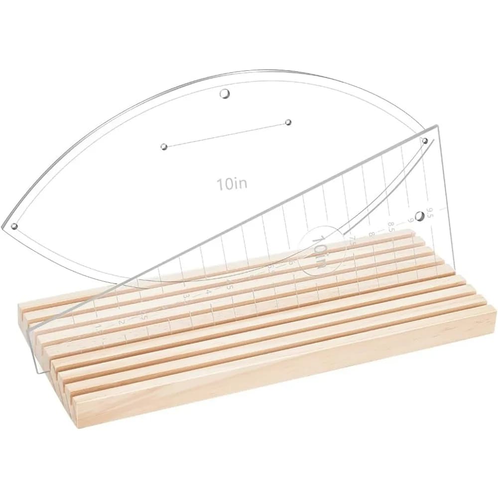 Organizzatore di righelli in legno a 8 slot Righello per quilting Rack di stoccaggio Supporto per righelli per quilting Supporto per righello a griglia da 4 mm per kit da cucito