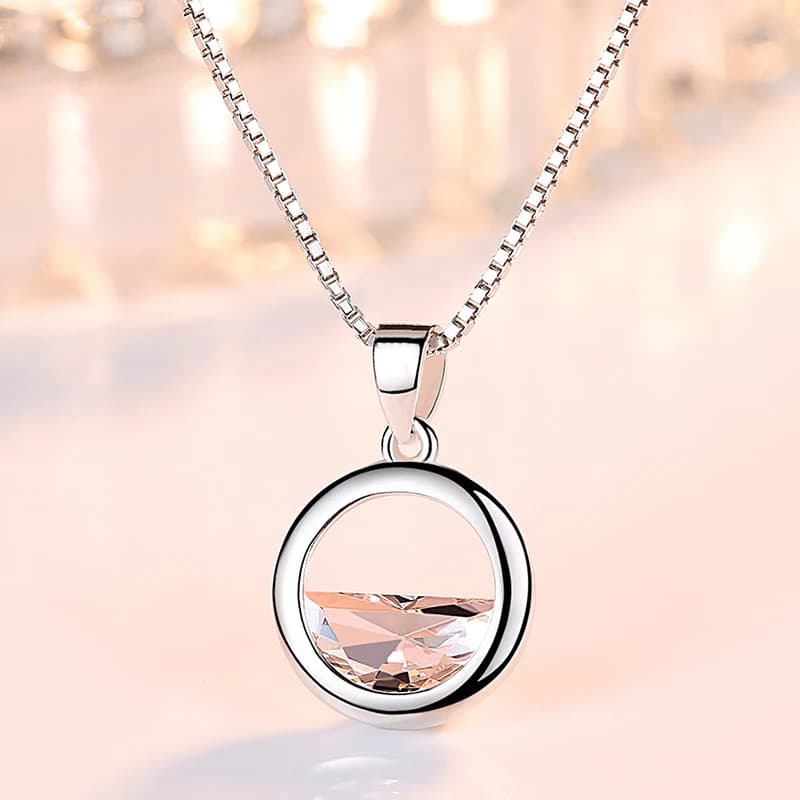 Collane con ciondolo rotondo alla moda da donna per donna Semicirlce Zirconia Cristallo Rame Catena a scatola Elegante accessori per il collo Regali