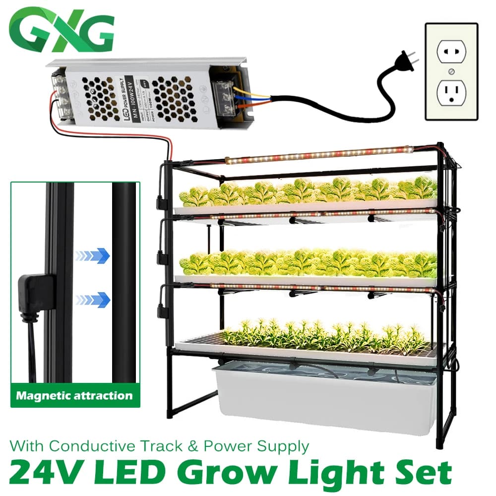 Set of Bright LED Bars for Growing 24V 7W, Luminous Tubes for Complete Spectrum Plants, Phytolamp for Indoor Flowers, Semi, Serra, Tent, Fitolamp