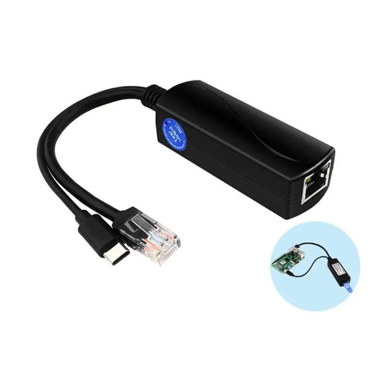 Splitter POE Gigabit AB25 5V3A 1000Mbps Type-C Power over Ethernet per CISCO, HUAWEI, Telecamere IP, Raspberry Pi 4