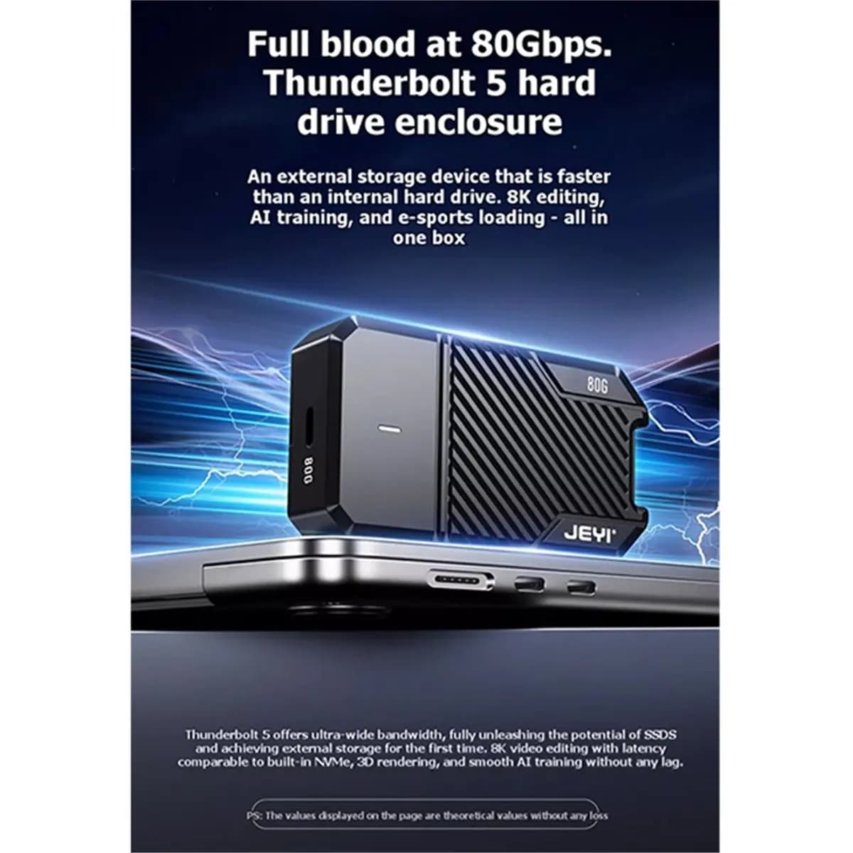 618 Mega Sale JEYI 80Gbps M.2 NVMe SSD Enclosure for Thunderbolt 5/4/3 USB4 Tool-Free External NVMe Adapter