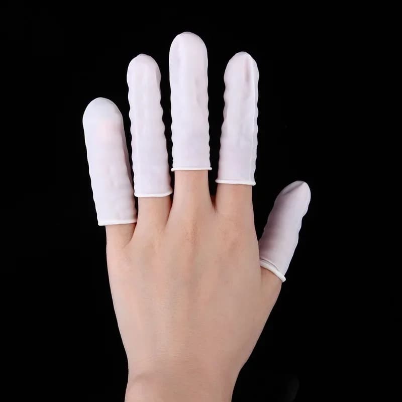 Nuovi 100 pezzi ditali per nail art guanti in lattice di gomma protezione protettiva copertura punta delle dita piccoli strumenti bianchi