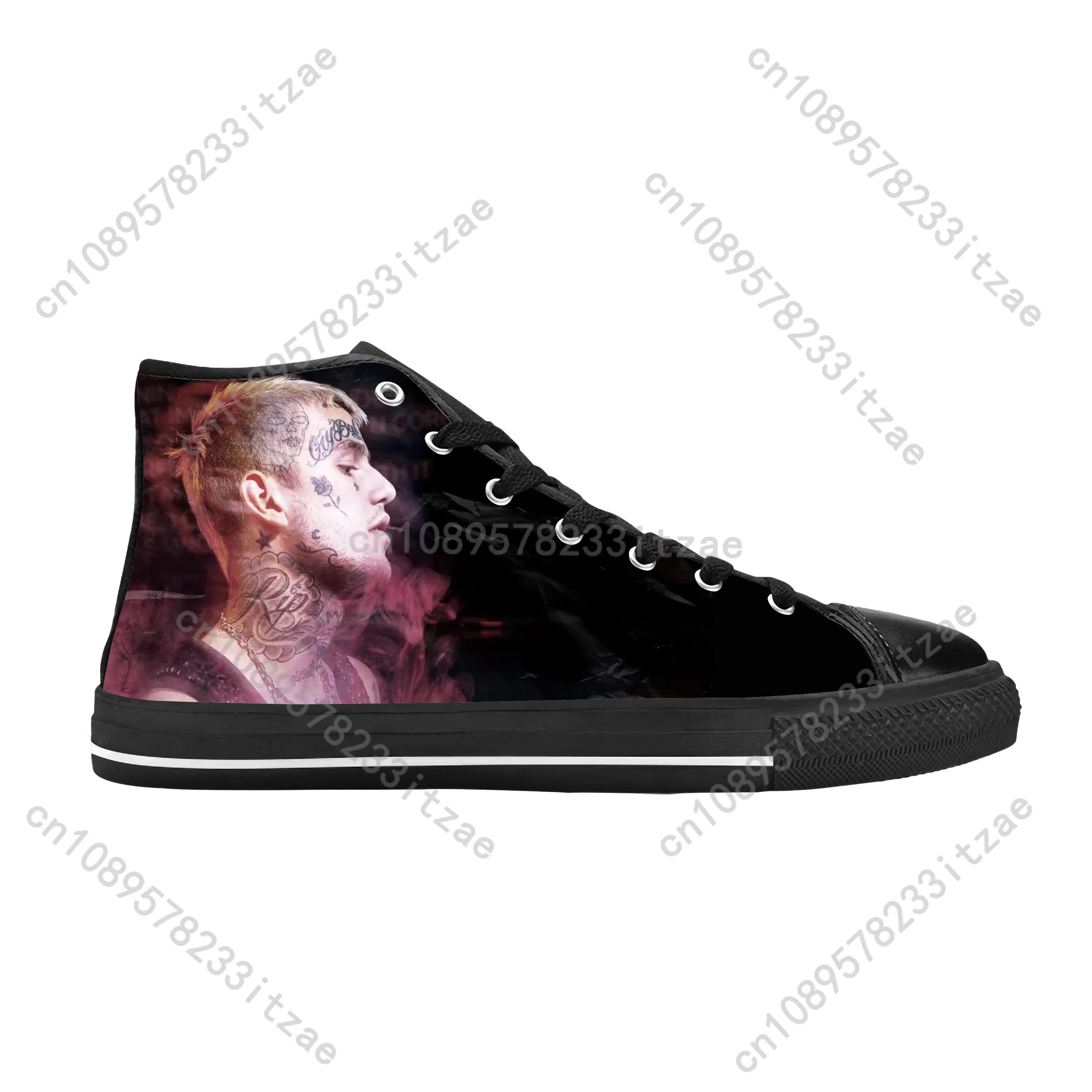 Hot Lil Peep Hip Hop Rapper Cantante di musica Rock Scarpe di stoffa casual Scarpe da ginnastica alte comode e traspiranti con stampa 3D per uomo e donna