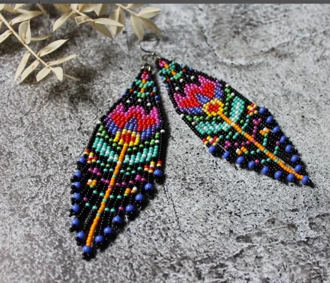 Earrings with floral beads Earrings with floral beads Earrings with light beads Earrings with light beads