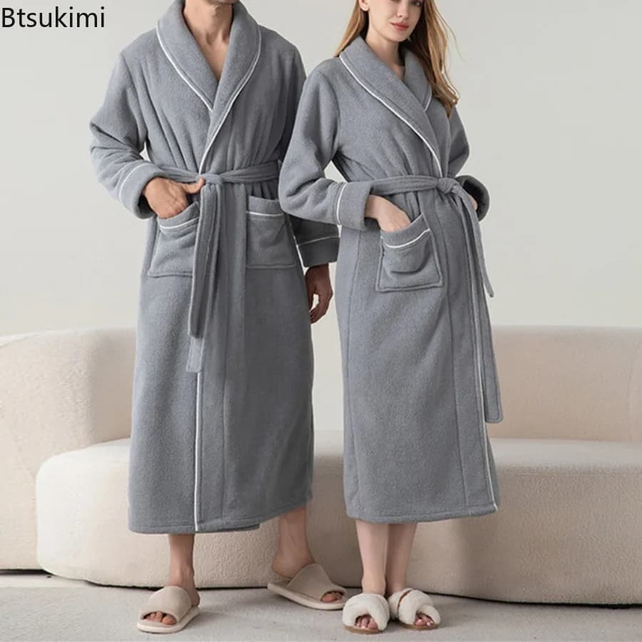 Accappatoio Lungo 2026 in Velluto Jacquard Autunno Inverno, Pigiama Lungo e Spesso da Uomo e Donna, Vestaglia Lunga da Donna