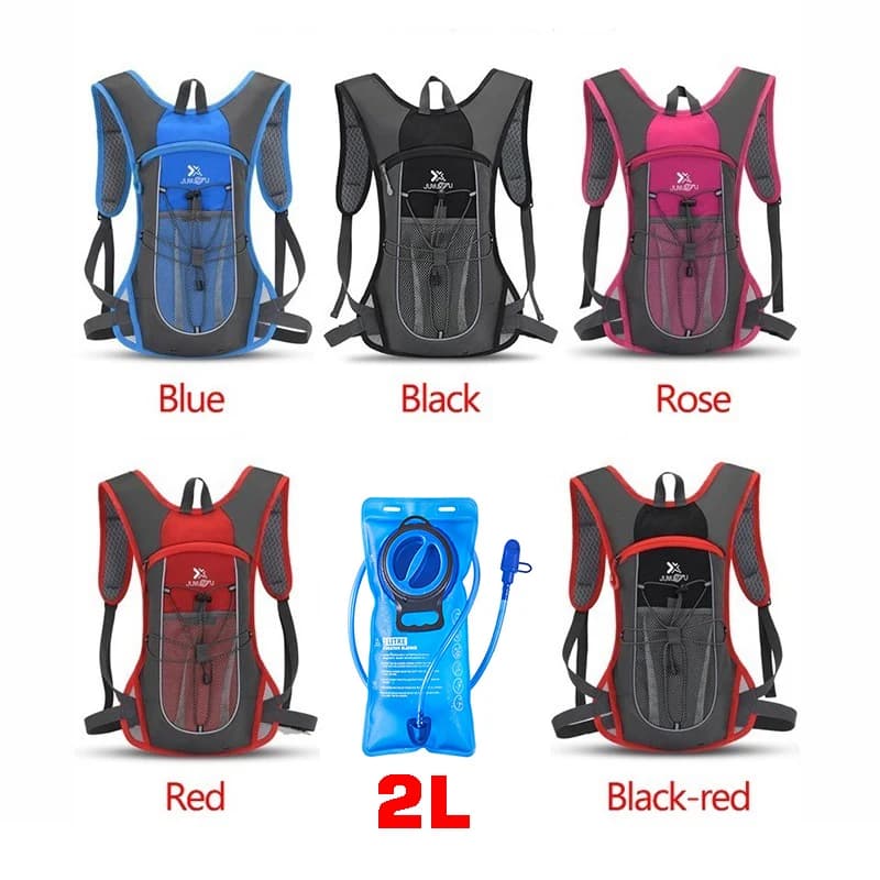 Set Zaino da Escursionismo con Sacca d'Acqua da 2 Litri, Borsa Idratazione per Sport all'Aperto, Ciclismo e Trekking