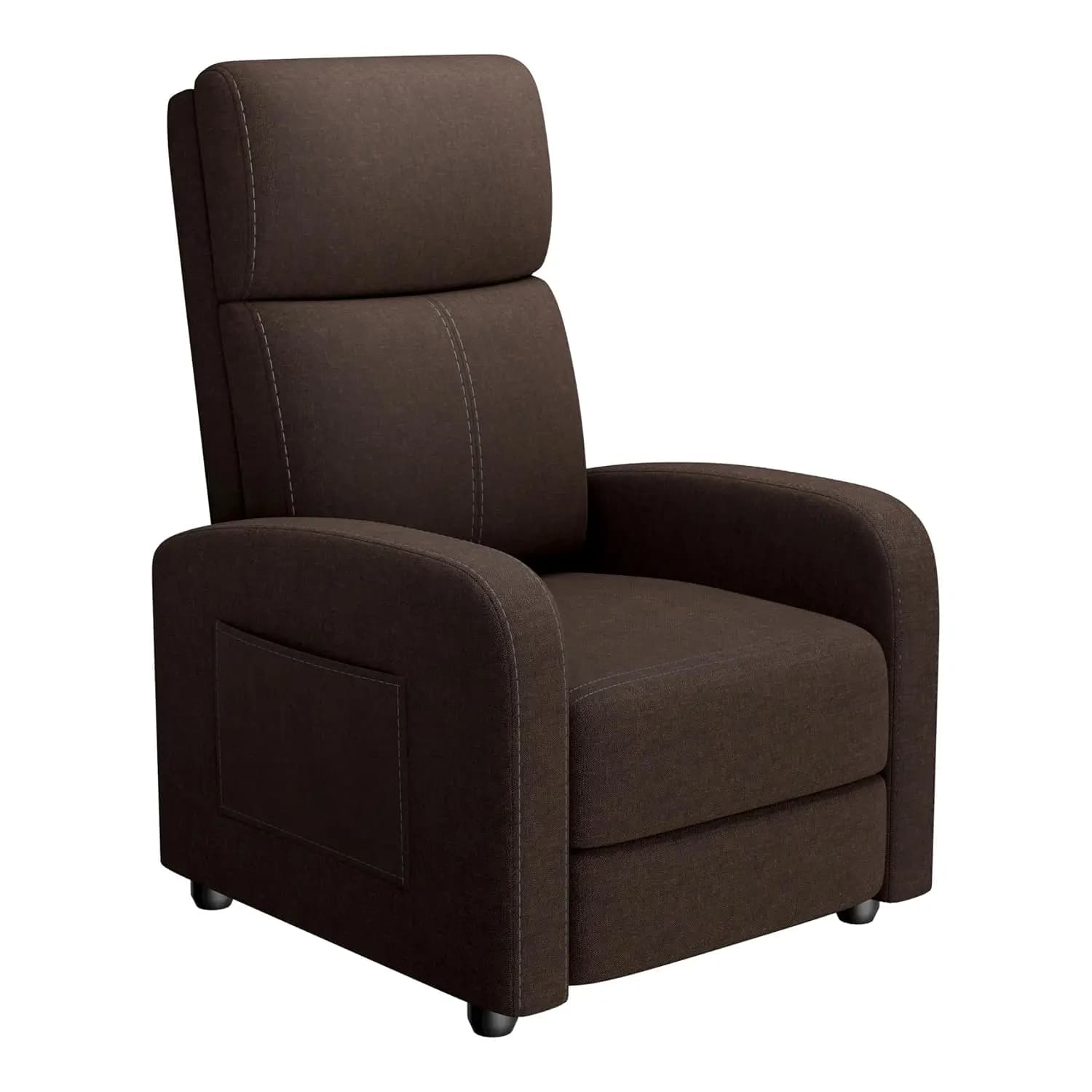 Linen Manual Recliner Chair with Side Pocket High Backrest Thick Cushion Push Back Lounge for Living Room Bedroom, Customized