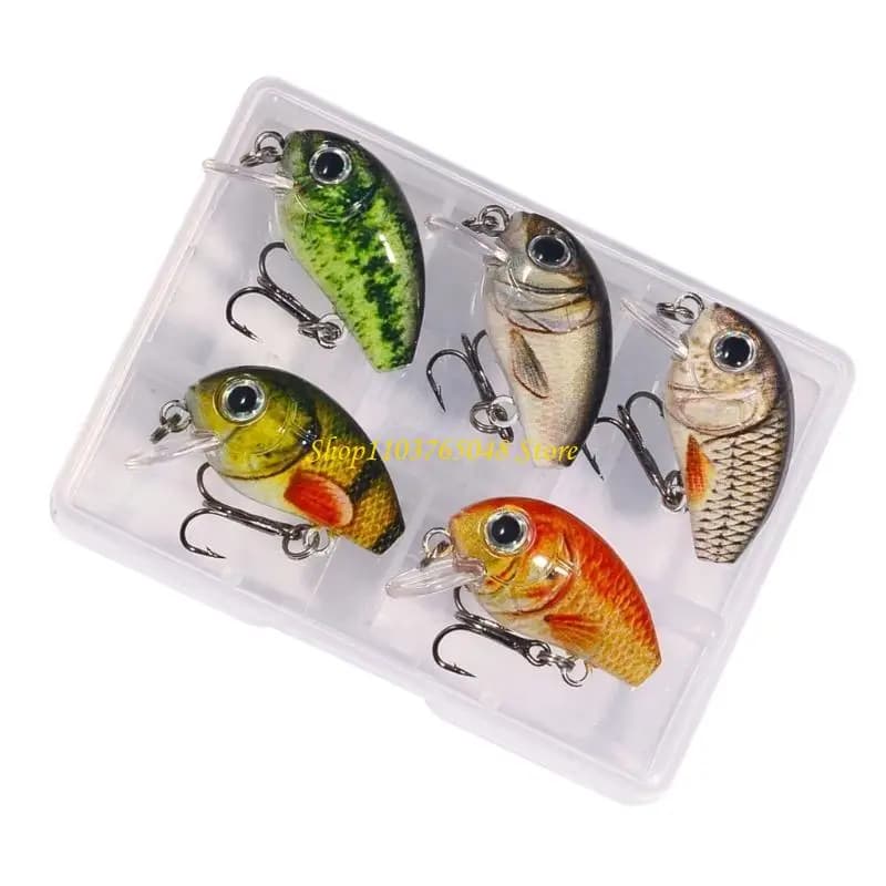 R53E 5 Pz Piccoli Pesci Esche Da Pesca Esche Artificiali Topwater Crank Wobbler Esche Artificiali Topwater Crank Wobbler